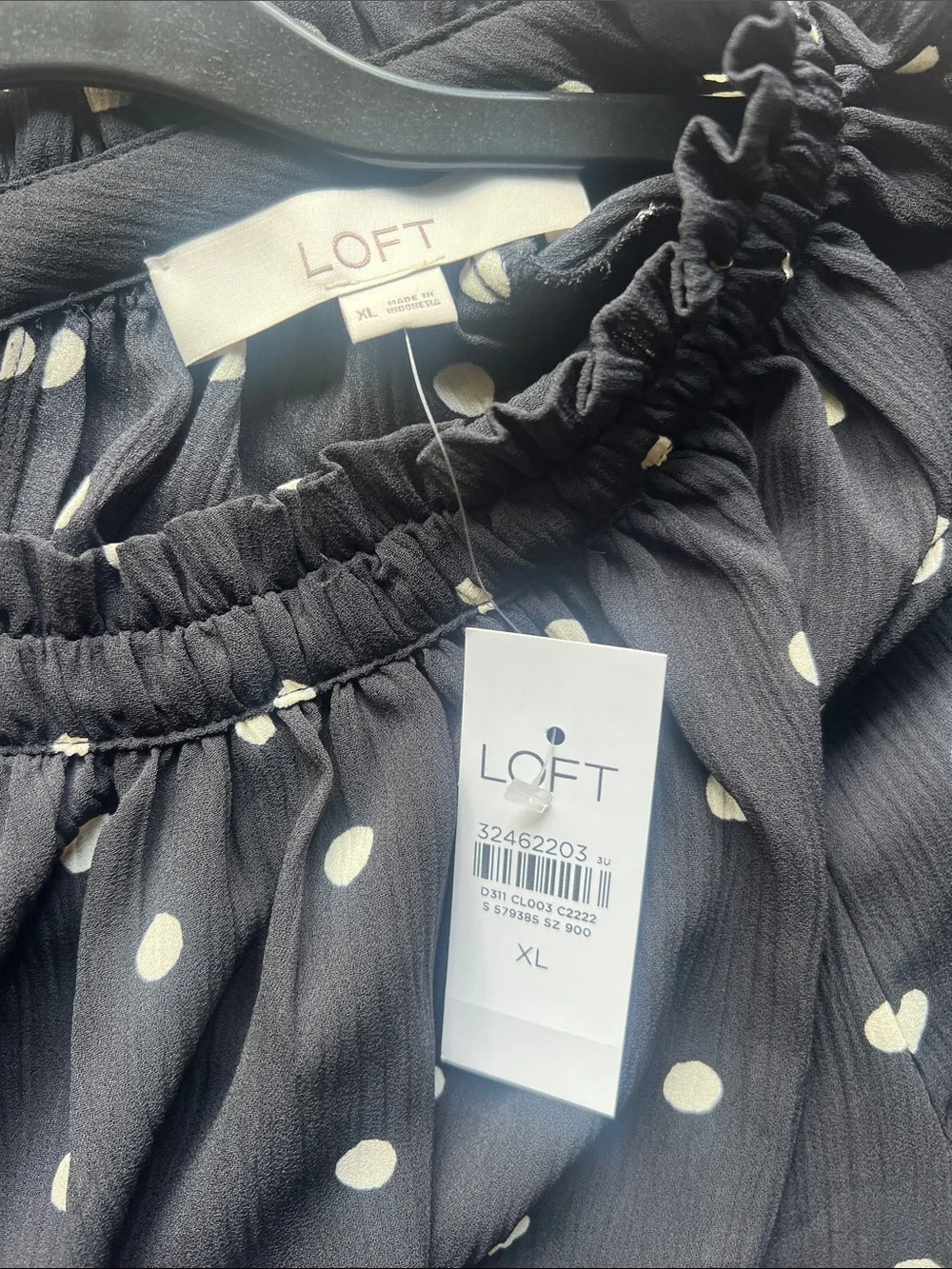 LOFT Black Blouse with White Polka Dots - Size XL - New with tags - Picture 8 of 8